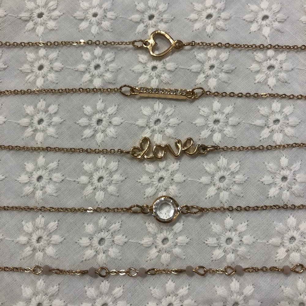 Gold color bracelet set of five